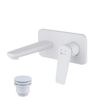 Встраиваемый смеситель для раковины Lemark Bronx LM3726MW с донным клапаном белый